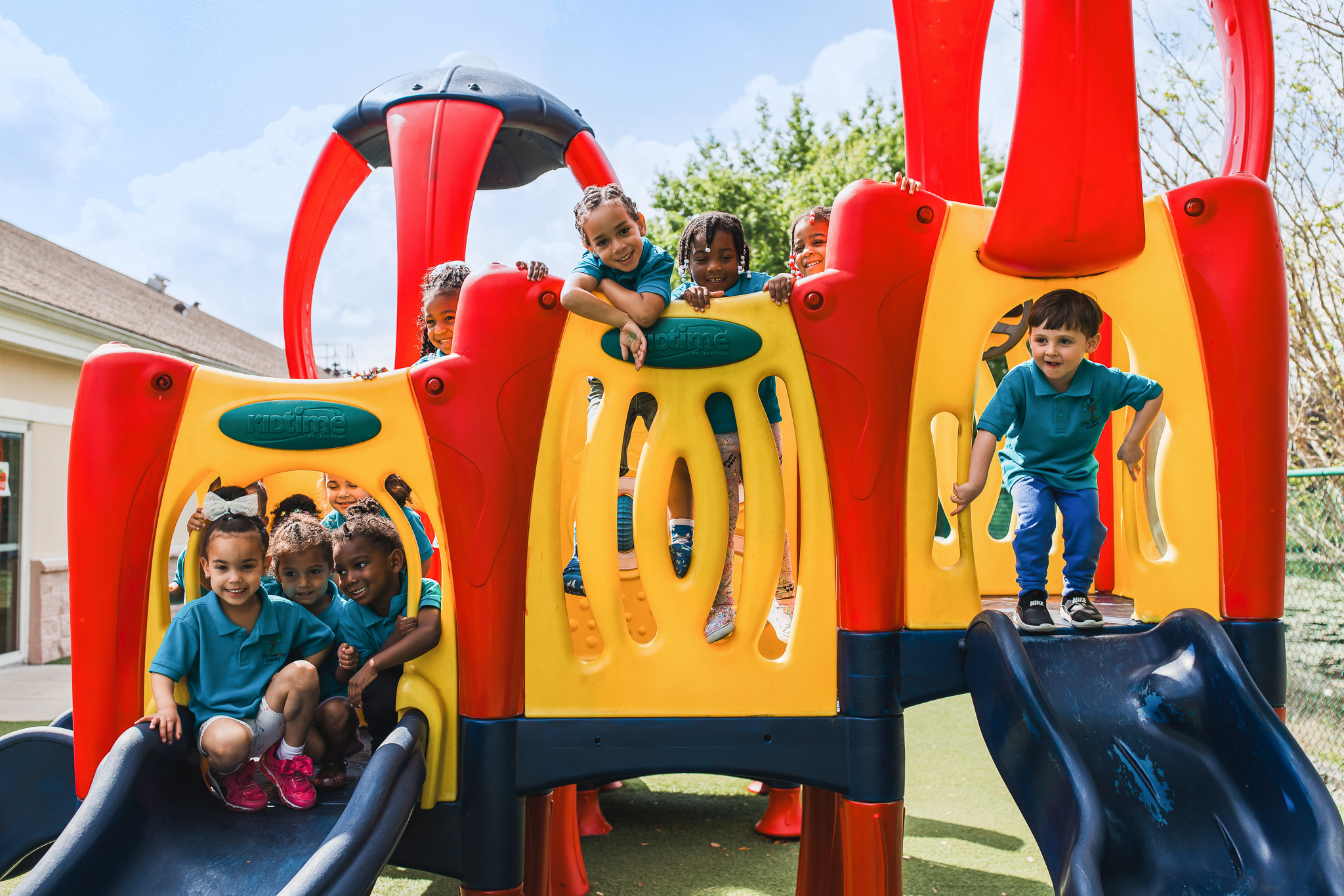 Colorful play structure at Little Newtons Academy